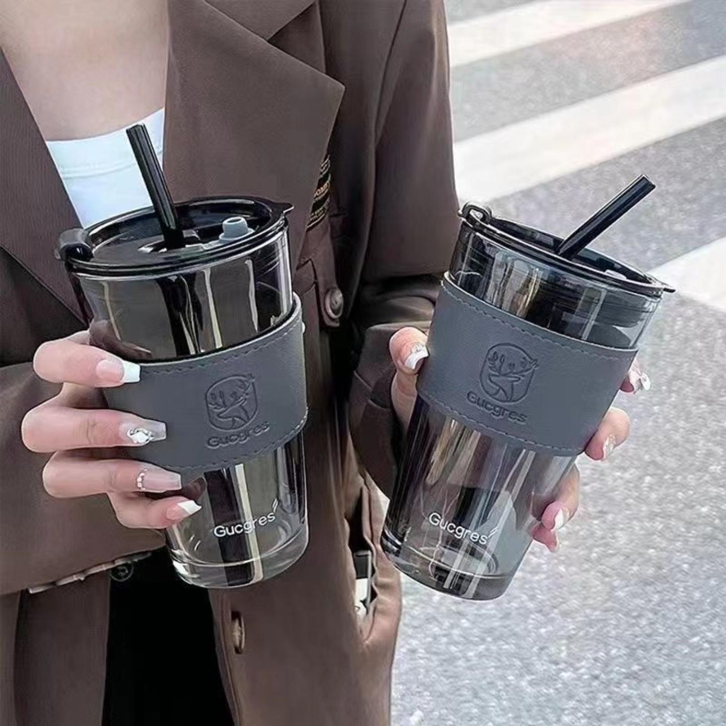 大号玻璃杯ins高颜值轻奢吸管杯