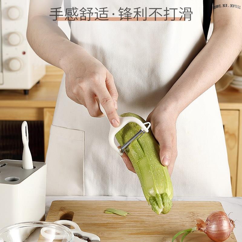 器厨房小工具6套削果刀套装 带收纳座瓜刨剪刀水件果刀打水蛋套装