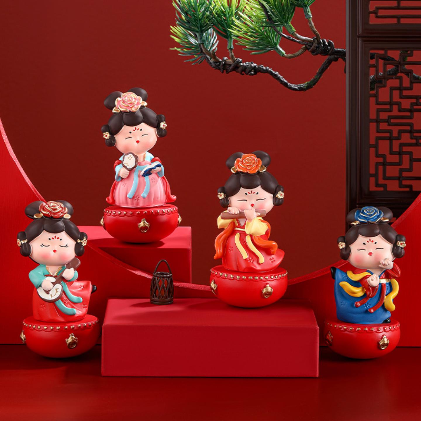 创意国潮唐宫赋不倒翁小姐姐摆件国风办公室家居装饰品文创礼物
