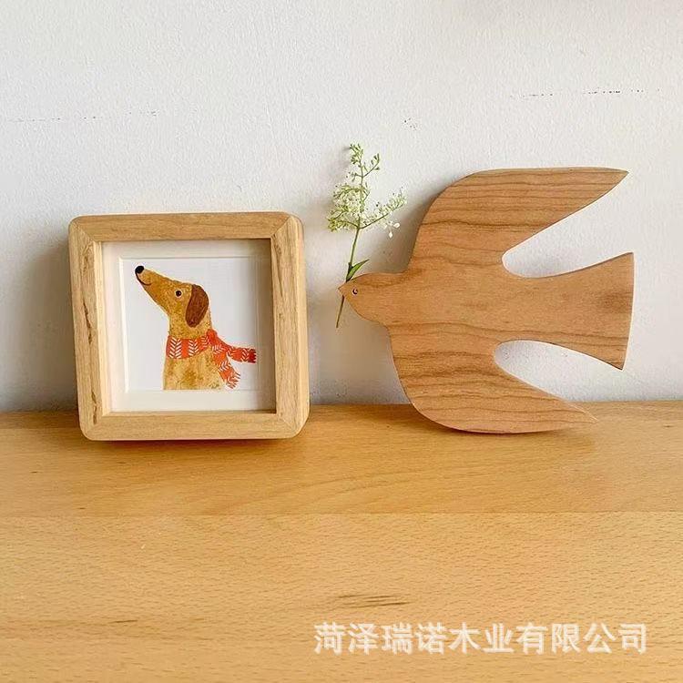 实挂件木装鸟挂件墙壁挂原木风纯实木饰工家居工艺品温馨小饰手燕