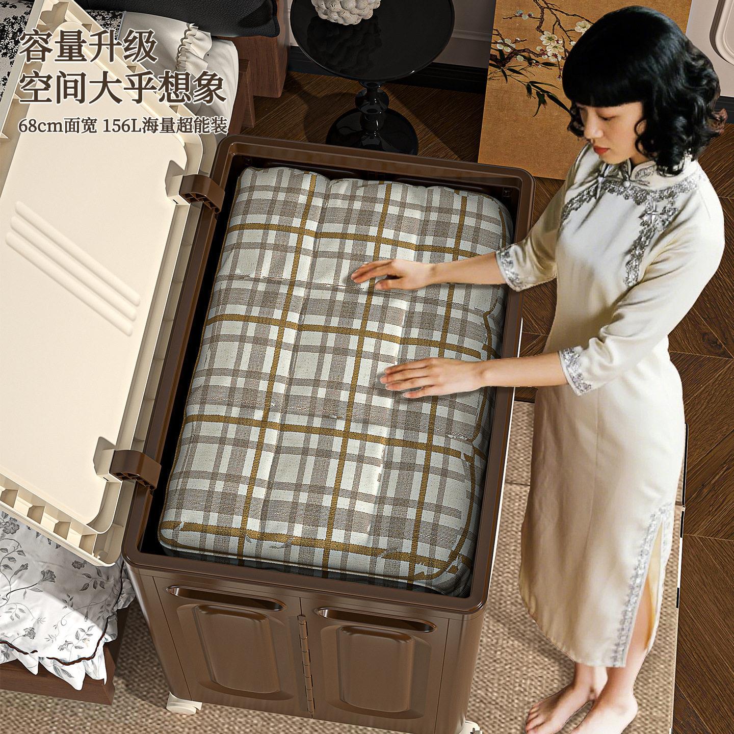 中古风衣服收纳大容量家用翻可折佐致(收叠被子整具理箱盖玩零食