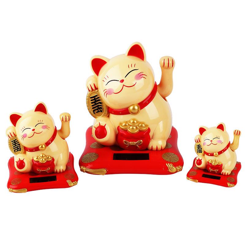 2.5寸太阳能招财猫小号文中23001摇手猫摆饰内摆装饰车汽车件安家