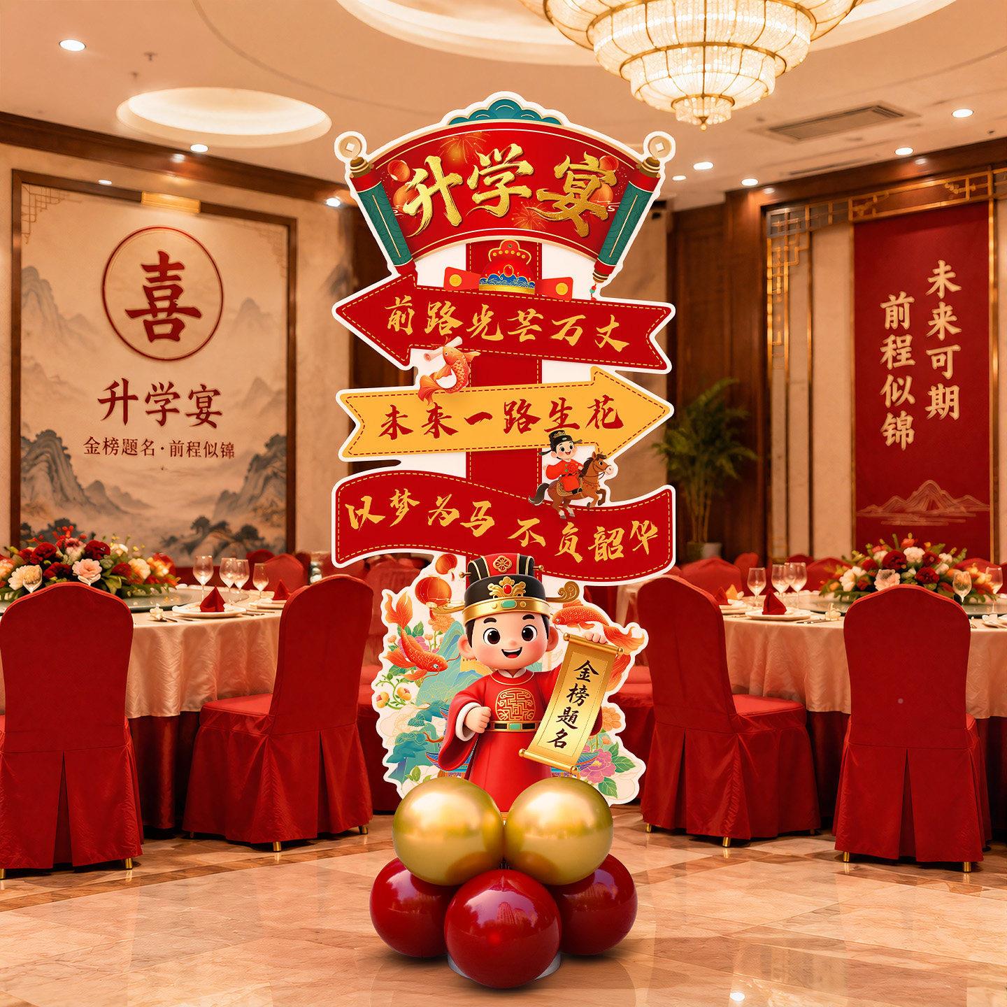 路引升学宴金榜题名KT板气球立柱迎店佐致(收宾牌酒谢师宴场景布