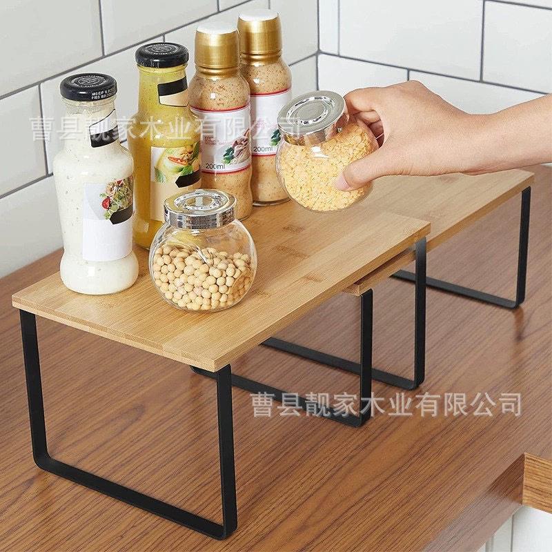现-货房厨铁艺置物架理调味品碗盘纳架可叠加桌收面储物架木质整