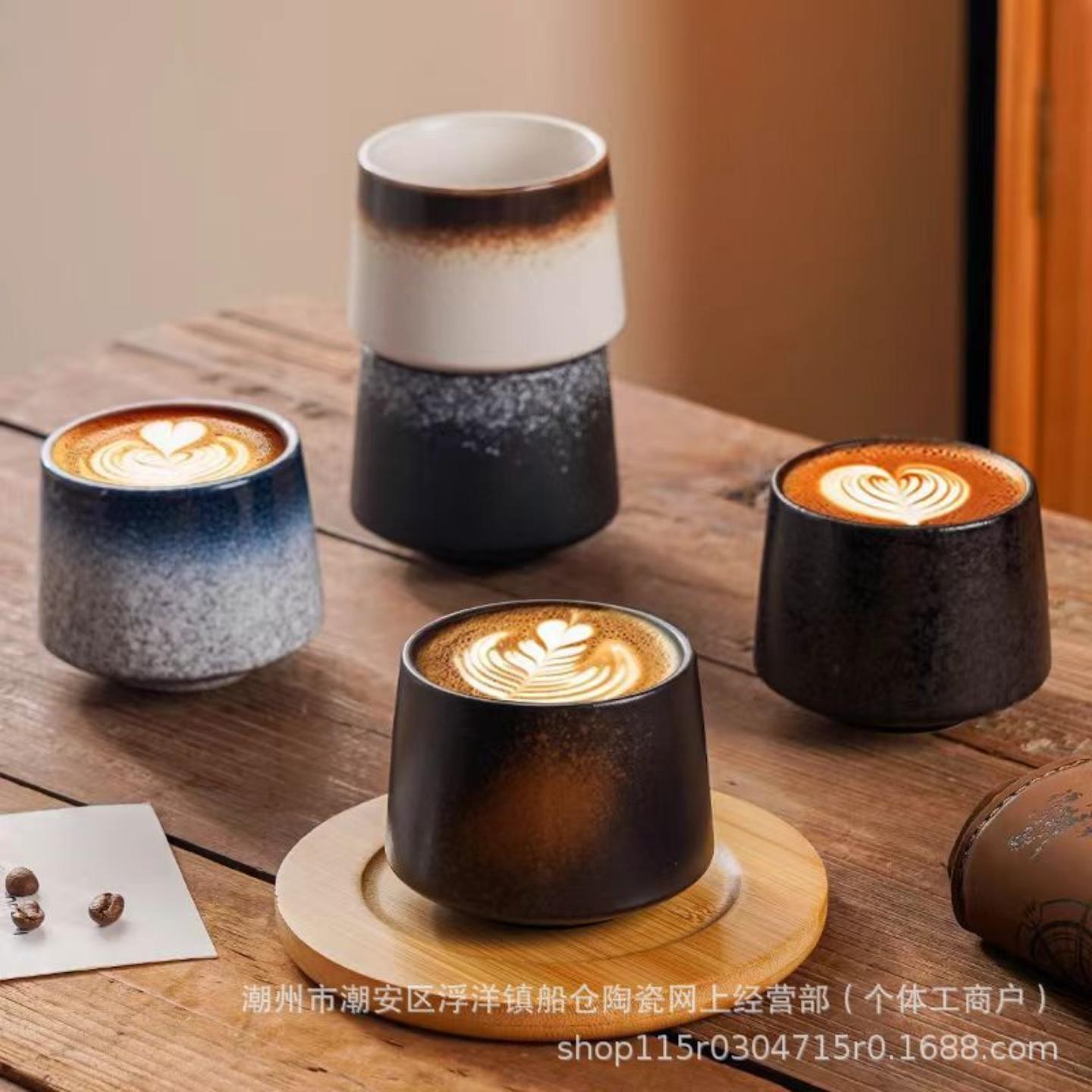 釉下彩复古花边咖啡杯碟套装家用