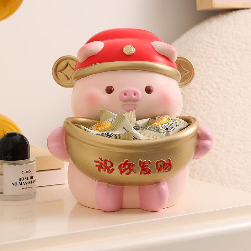 级感卡小猪玄关钥匙收纳树脂工艺摆乔MM7077迁新件通客居厅桌面装