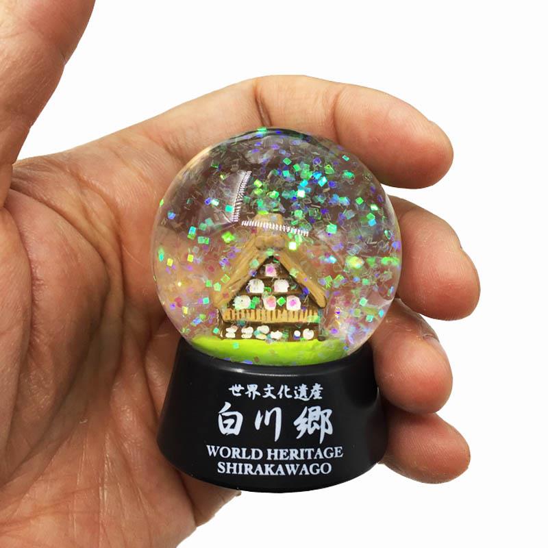 本旅游纪水晶球 富日士山大阪东主京题创意摆件 复古怀旧念装饰.