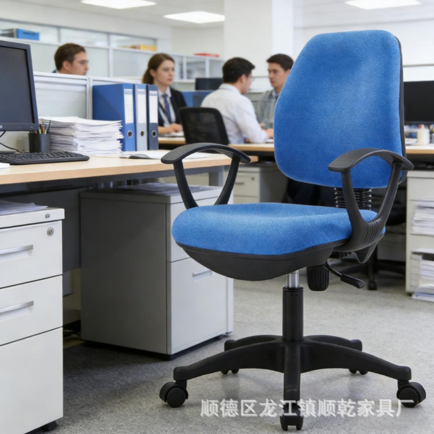 热卖无扶手办公电脑椅麻绒布面小