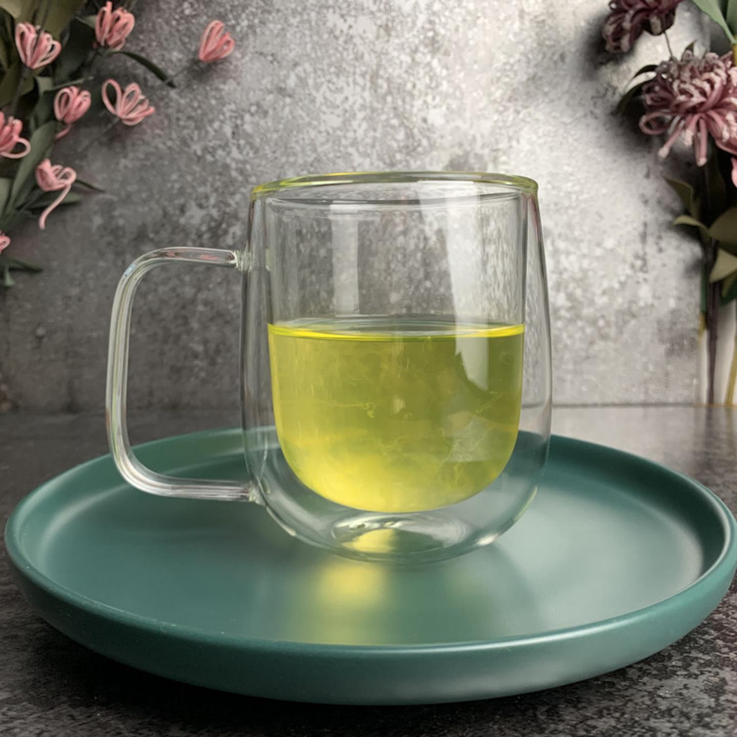 双层玻璃杯带把手隔热咖啡杯