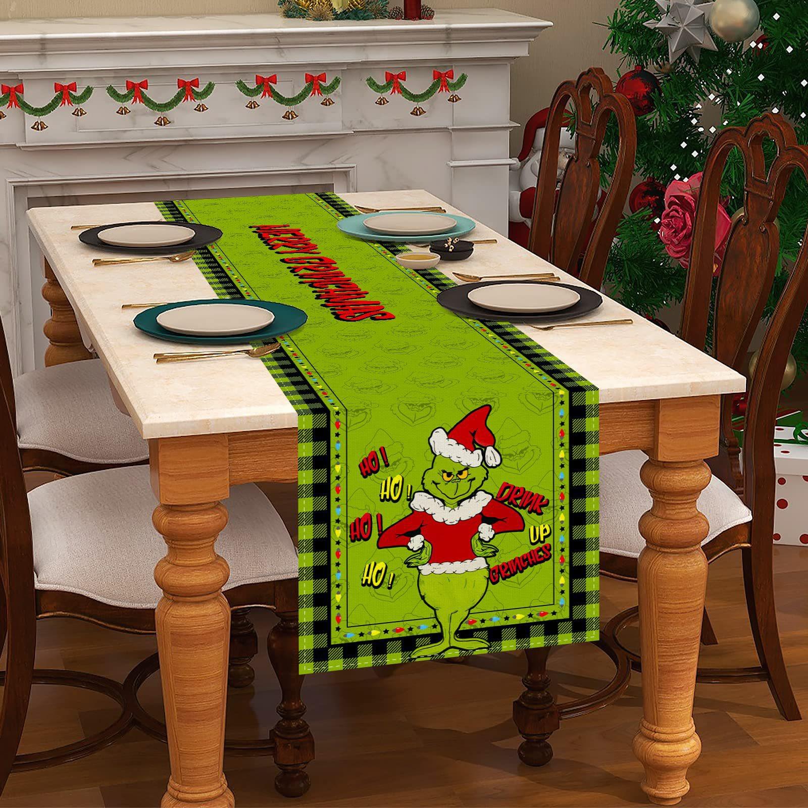林奇装桌饰桌旗油亚麻防桌垫圣格诞怪杰电影465416人物印花巾厂家