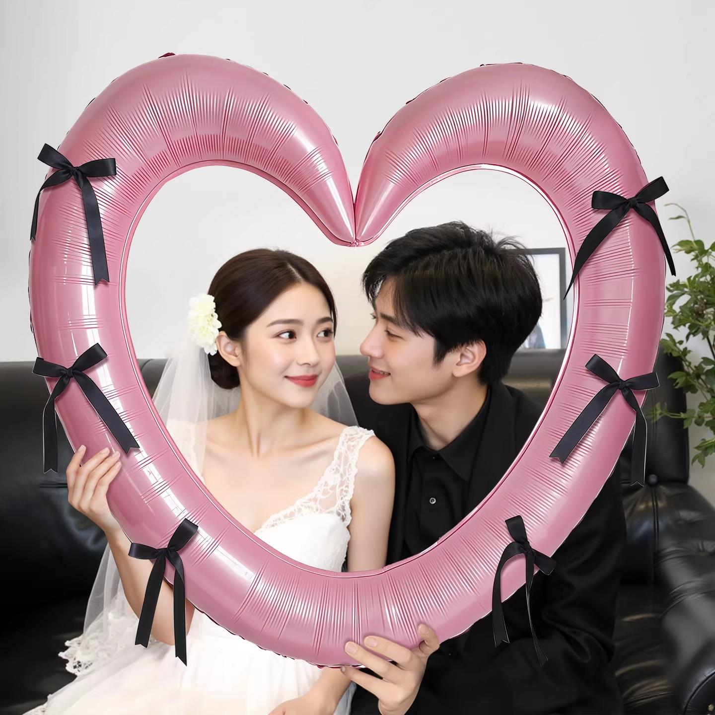 房布置围佐致(收结婚装饰求婚礼手持镂空心气球氛婚感拍照道爱具