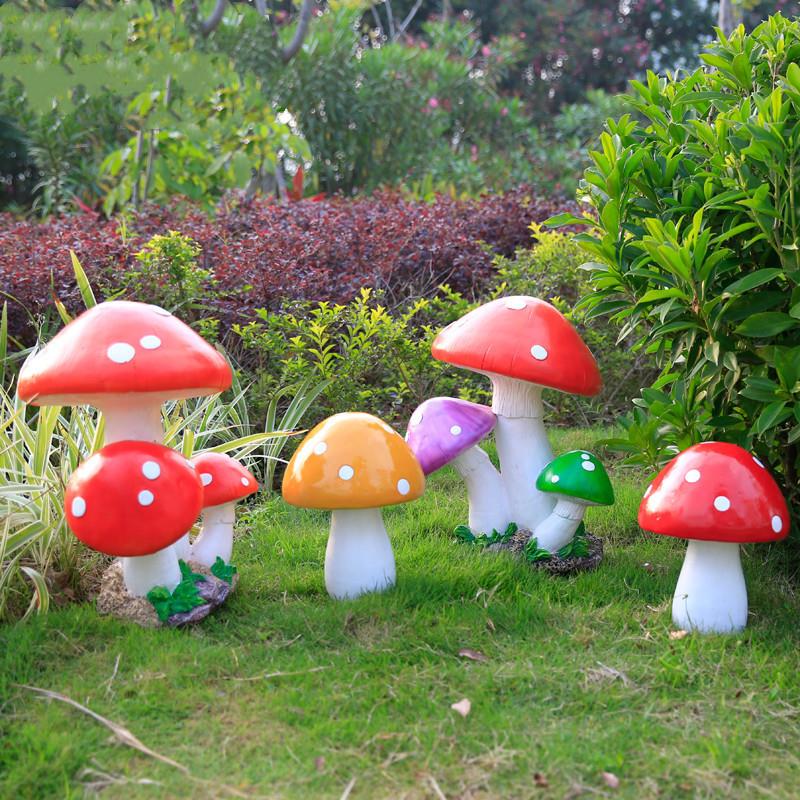 仿真蘑菇落地摆件户外674343通植物园林草卡坪景观玻璃钢装饰景造