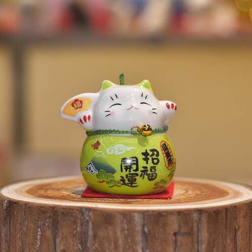 开运招财猫达摩摆件迷你瓷居小店铺品礼创意家陶可爱桌面汽车摆件
