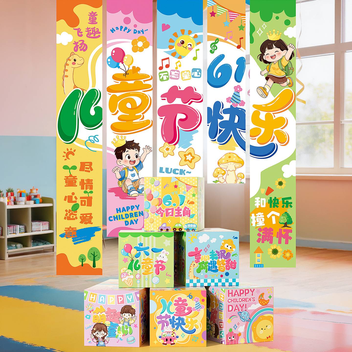 六一幼儿园教室布置装饰挂布挂饰