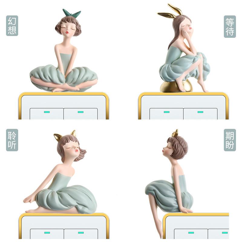 少翩翩女开关贴卡通风插座贴装饰体室内墙贴童话创意树脂3d立插座