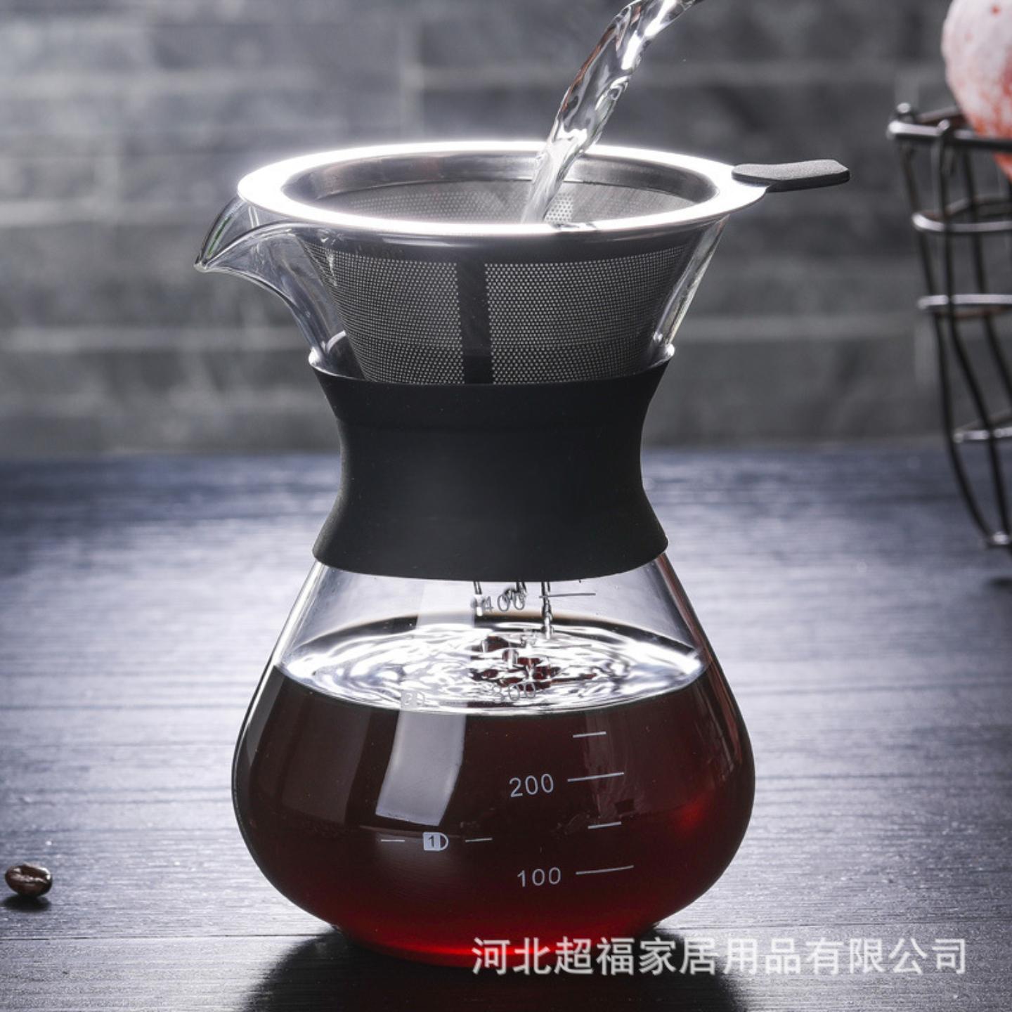 耐热高硼硅玻璃手冲咖啡壶过滤