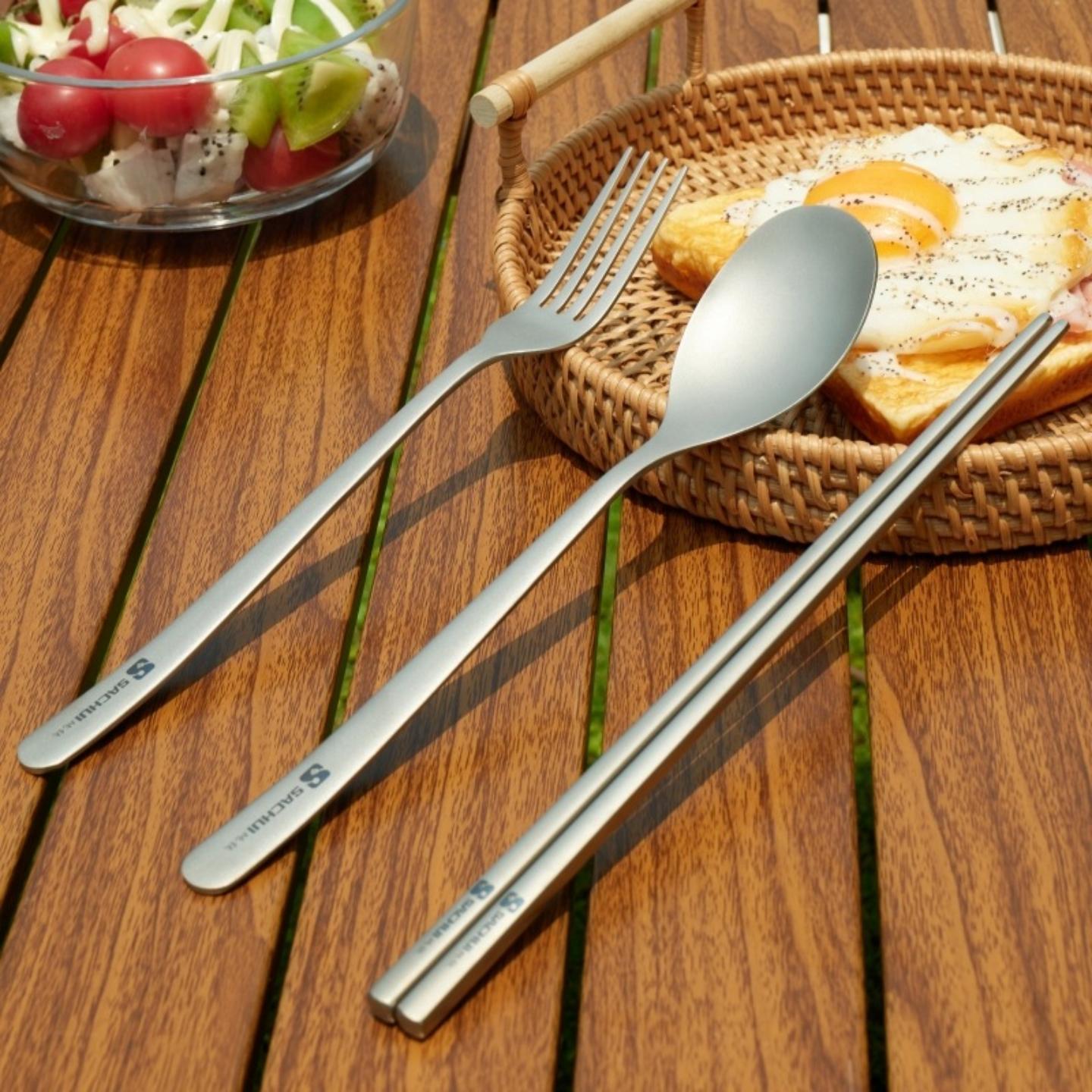 纯钛筷子勺子套装户外钛餐具