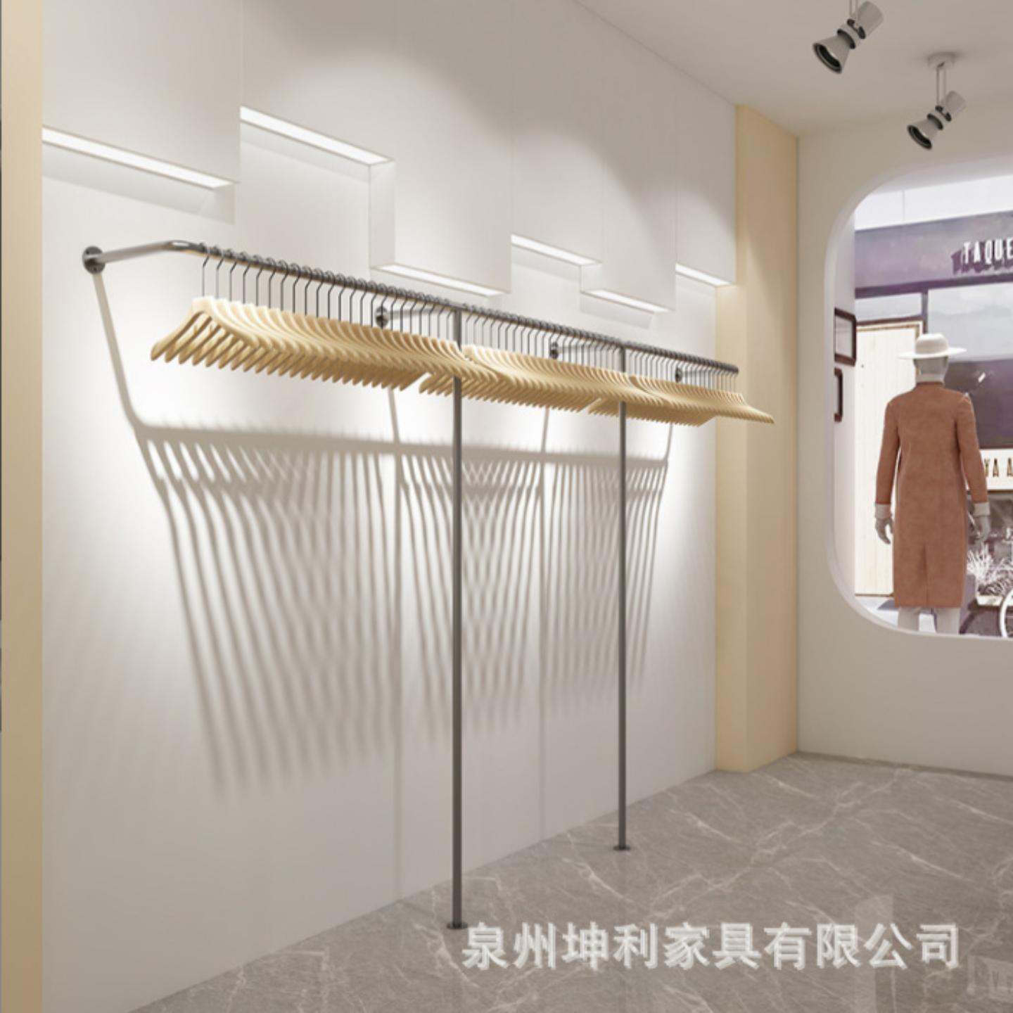 服装店展示架上墙不锈钢拉丝服饰