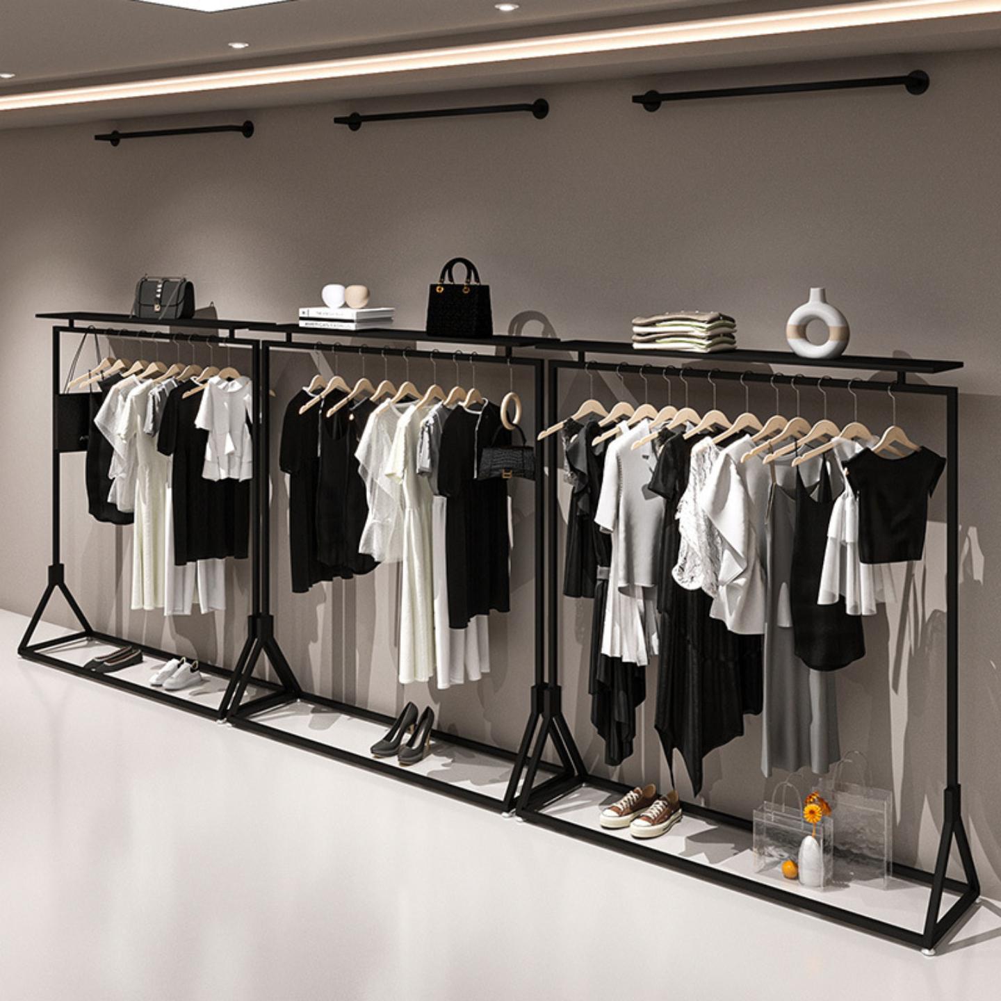 服装店展示架移动中岛货架女装店挂衣架服饰落地侧挂式加粗款