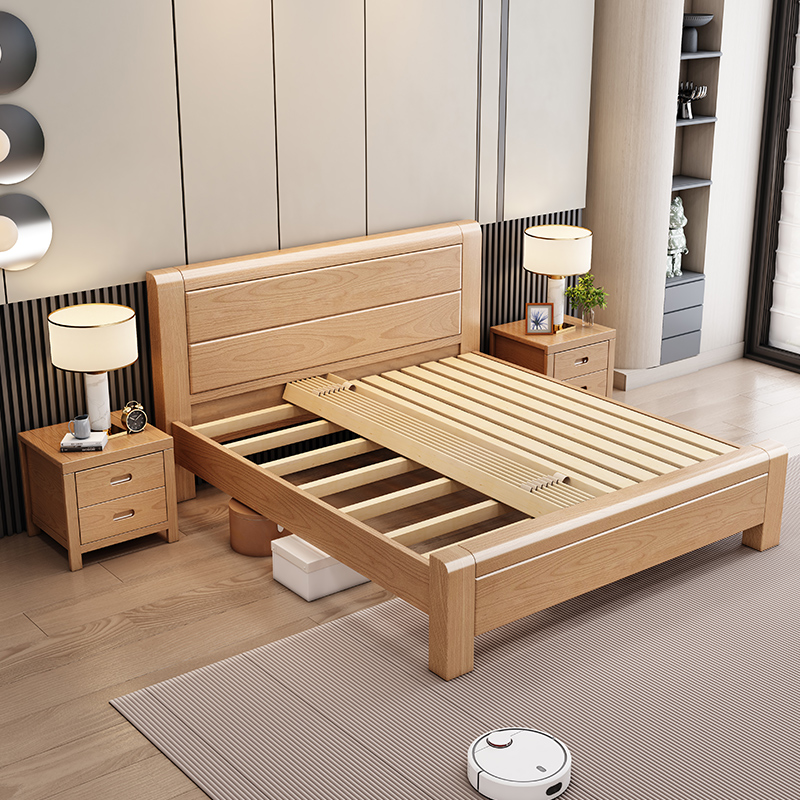 加厚榉木实木床工厂直销1.8米双人1.5米单人2米*2米大床主卧原木