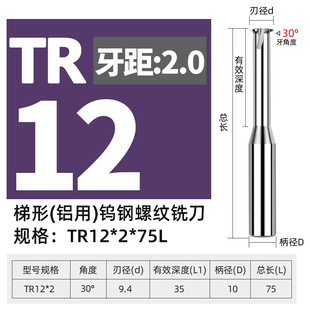 30度牙型单齿铣牙刀不锈钢用TR牙刀 65度高硬钨钢单牙T型螺纹铣刀