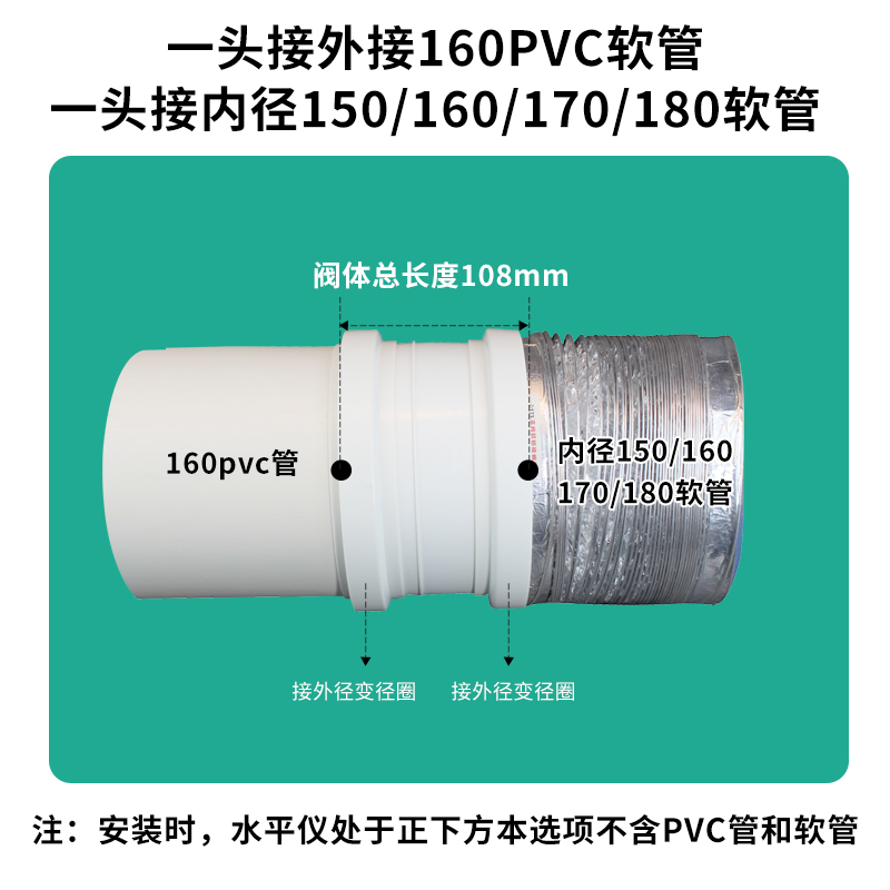 油烟机止逆阀160PVC管公共烟道F止回阀厨房防烟宝防串味烟道阀