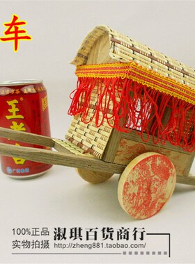 老辈怀旧手推车独轮车木制微型复古家庭装饰品小农具工艺品