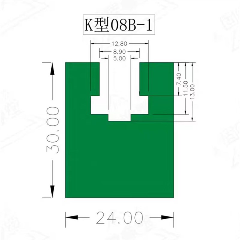 聚乙烯K型链条导轨凹型单排传动导向槽尼龙塑料耐磨导轨12A08B06B