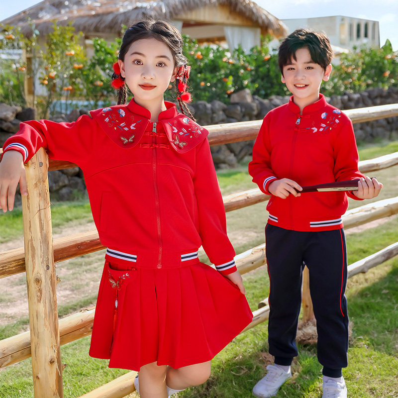幼儿园园服春秋新款中国风汉服班服套装小学生校服儿童演出表演服