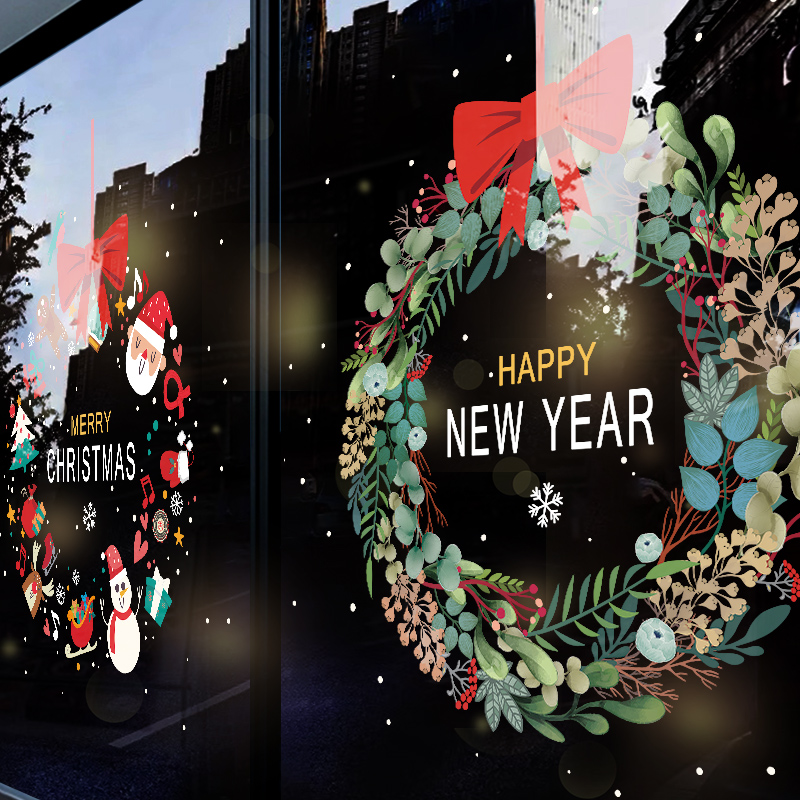 2026圣诞元旦玻璃贴静电新年贴纸