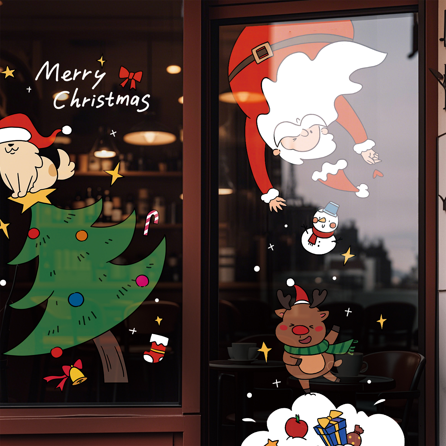 2026圣诞装饰品静电玻璃门窗贴纸