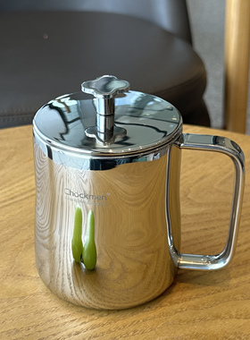 卓德铭18/10双层马克杯四叶草带把手喝水杯子啤酒杯茶杯350ML