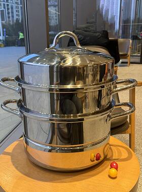 chockmen304不锈钢食品级双层蒸锅家用加厚多层蒸馒头燃气灶32cm
