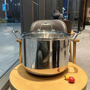 巨无霸 10不锈钢高汤桶大汤锅一体成型17L超大32cm高汤锅 加厚18