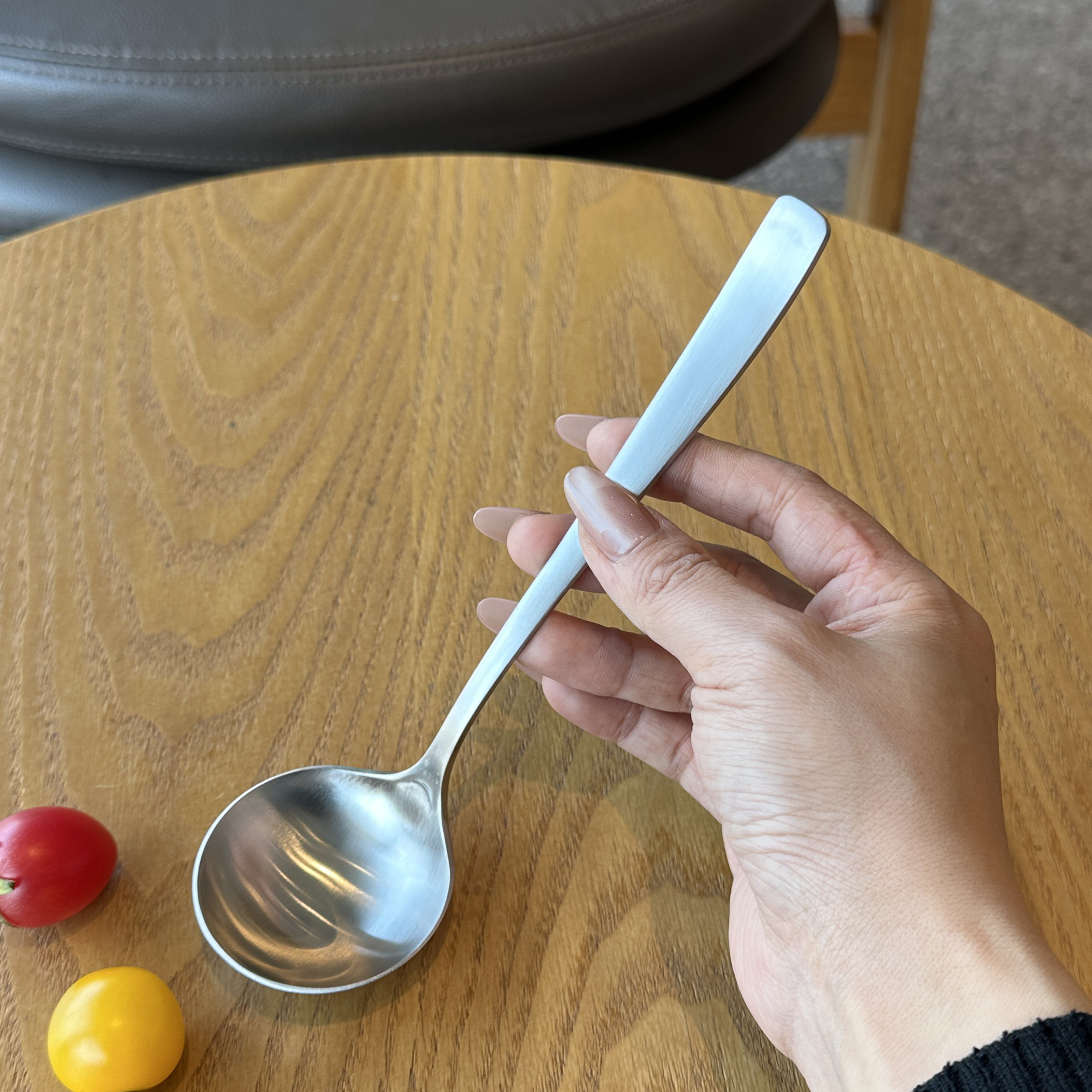 出口款一线品牌304短款小汤勺嗦粉拉面勺桌面勺一体厚砂光奶锅勺