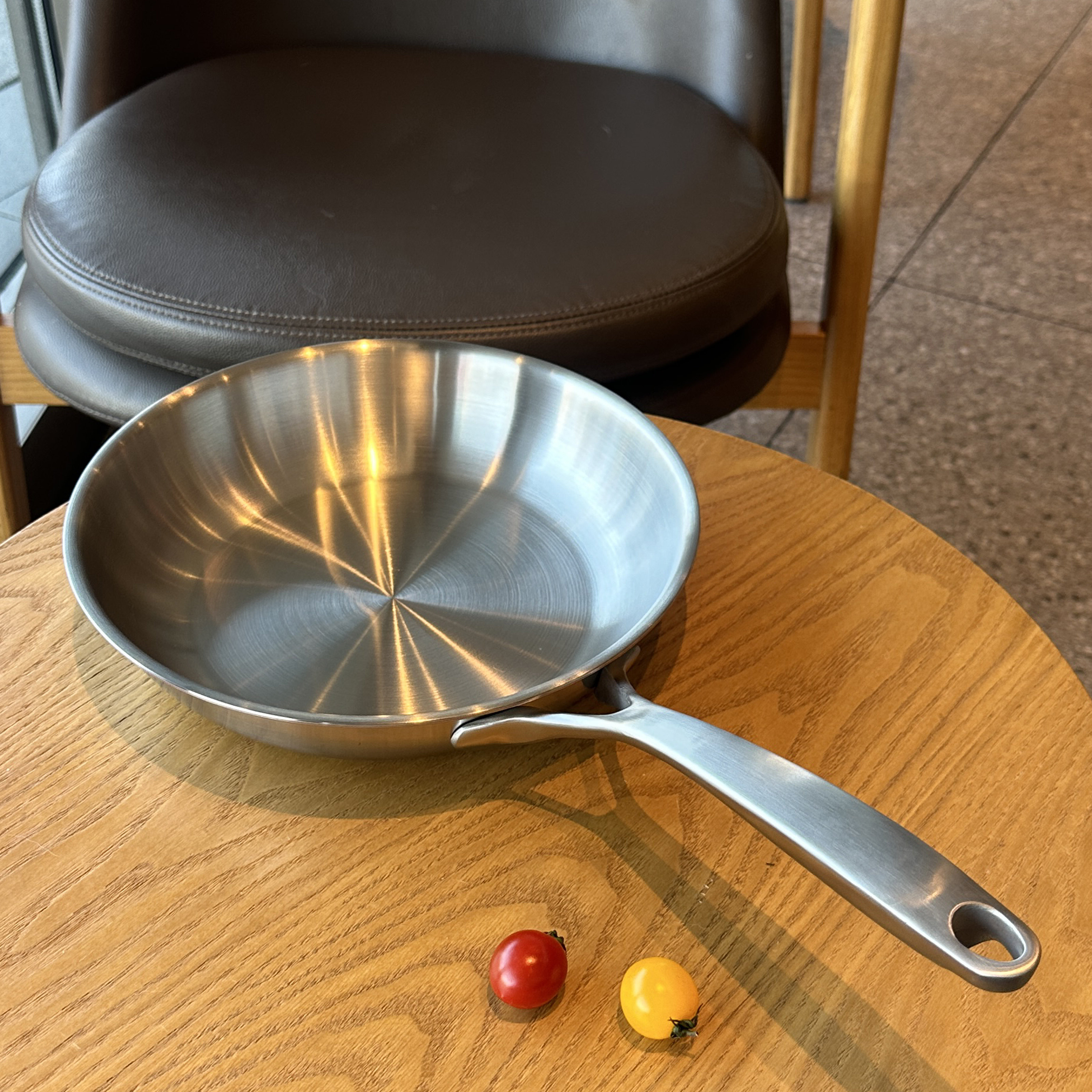 五层夹铜芯煎锅18/10不锈钢平底无涂层家用燃气灶电磁炉通用24cm