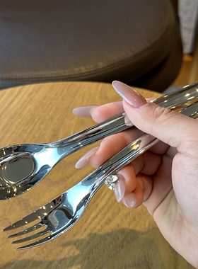 VE儿童304不锈钢叉勺套装宝宝学吃饭勺子叉子餐具婴儿辅食勺叉