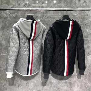 TB外套男秋冬羽绒棉服连帽红白蓝后织带棉袄加厚保暖拉链外套棉衣