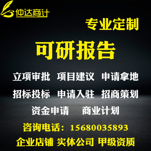 可行性研究报告代写撰写立项项目建议书资金申请可研报告编写代做