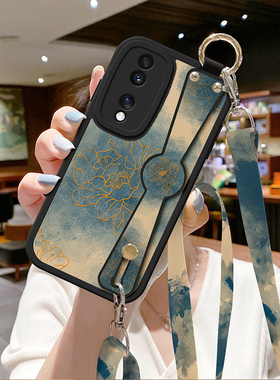 适用荣耀90手机壳80gt新款70pro复古玫瑰300背带x50i华为100腕带x40i斜挎200挂绳v30畅玩60plus保护套play9T