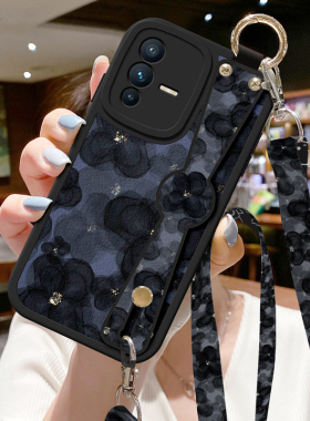 山茶花适用VIVOS12手机壳新款s20女S10带挂绳S18E斜跨背带S16四角气囊防摔S30腕带s19Pro软硅胶vivo保护套s17