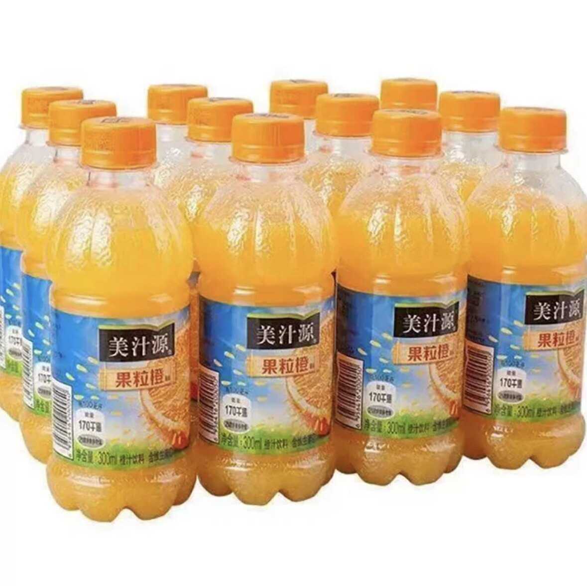 美汁源果粒橙新鲜橙汁果肉饮料300ml*12瓶迷你小瓶一整箱