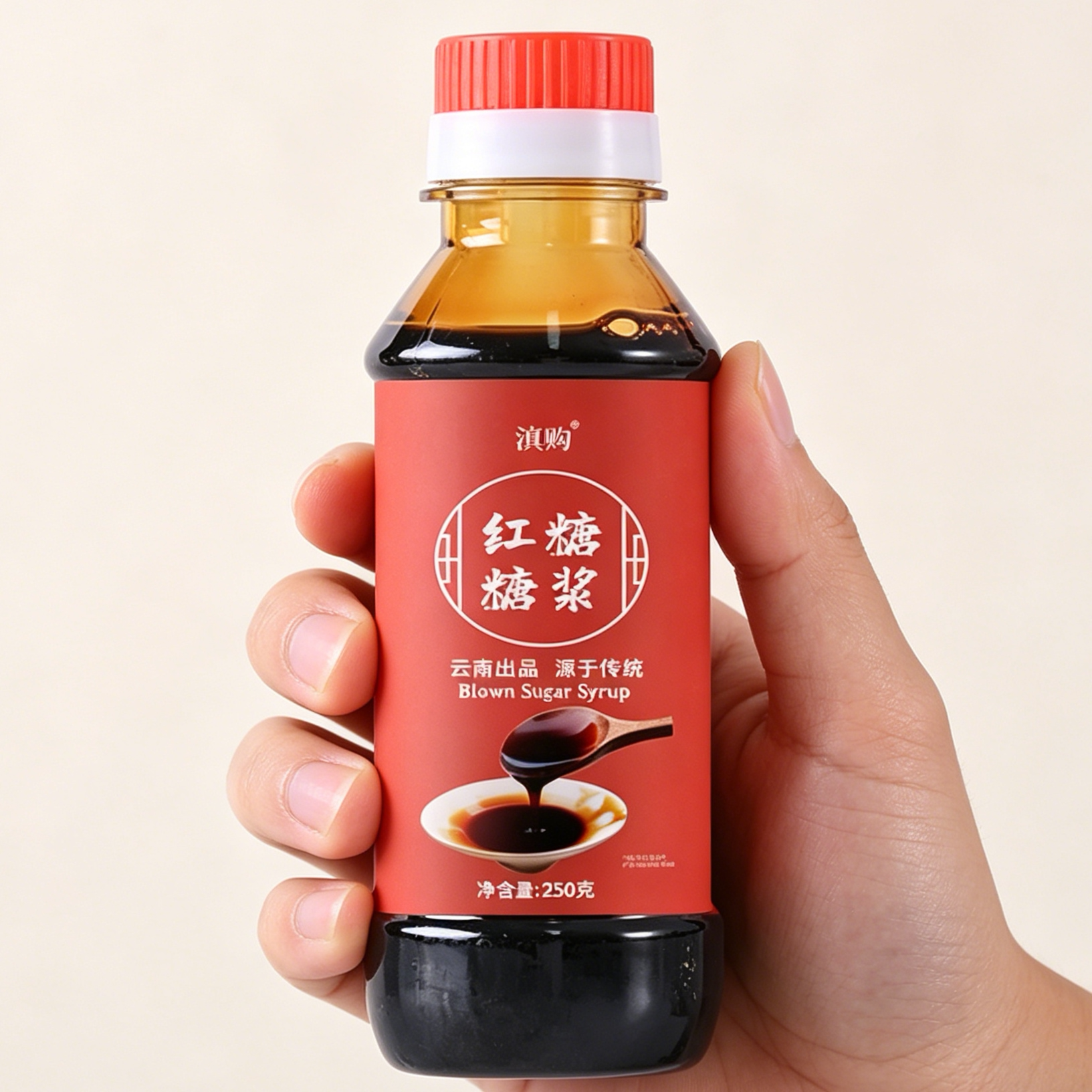 滇购液体红糖浆黑糖水冰粉专用凉糕凉虾配料甘蔗红糖水大桶装商用