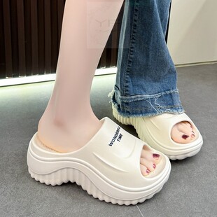 拖鞋女款夏天外穿厚底6cm增高小个子网红百搭时尚轻便软底凉拖女