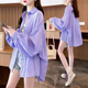 长袖 欧货设计感宽松衬衣慵懒风薄款 外套 衬衫 紫色防晒衣女夏季