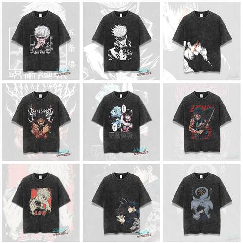 Jujutsu Kaisen咒术回战合集水洗五条悟做旧男女装印花T恤t-shirt