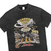 绿日乐队Green T恤男女U 复古做旧水洗纯棉宽松短袖 Day Dookie美式