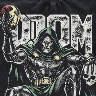 漫威复联5DoctorDoom毁灭博士杜姆水洗做旧复古美式纯棉短袖T恤男
