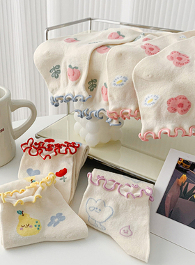 白色花边袜子女短袜夏季薄款纯棉日系可爱jk短筒女生夏款木耳边