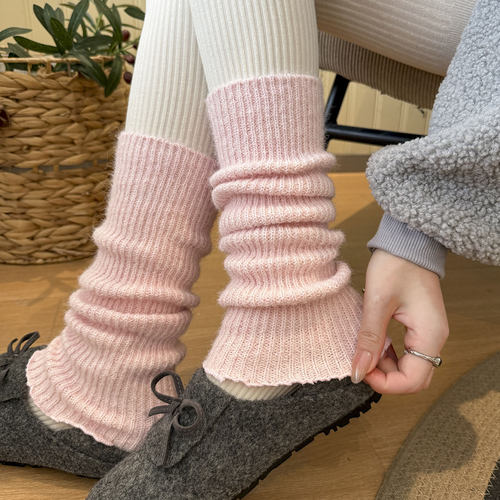 羊毛袜套女秋冬季保暖针织堆堆袜